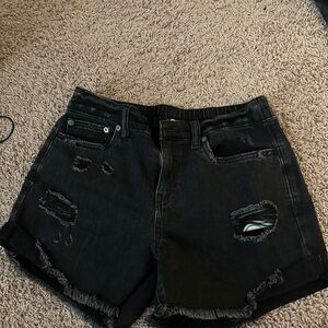 Aerie Black Distressed Jean Shorts